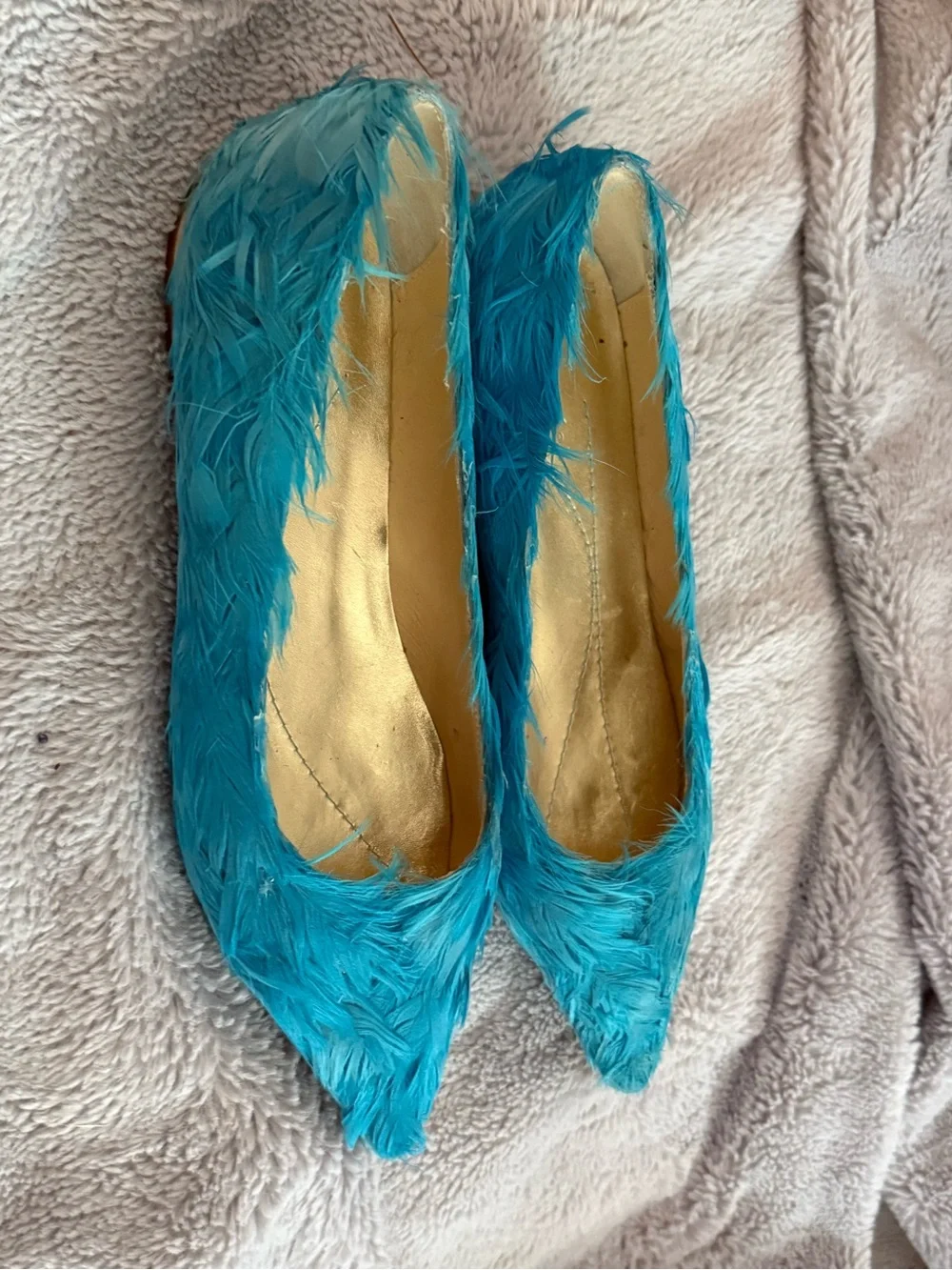 NEW KATE SPADE SIZE 7 Women's Teal Feather-Texture Pointed Toe Flats - Picture 4 of 6